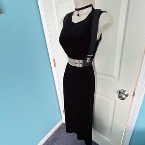 90s vintage whimsy goth black velvet maxi dress women’s size small